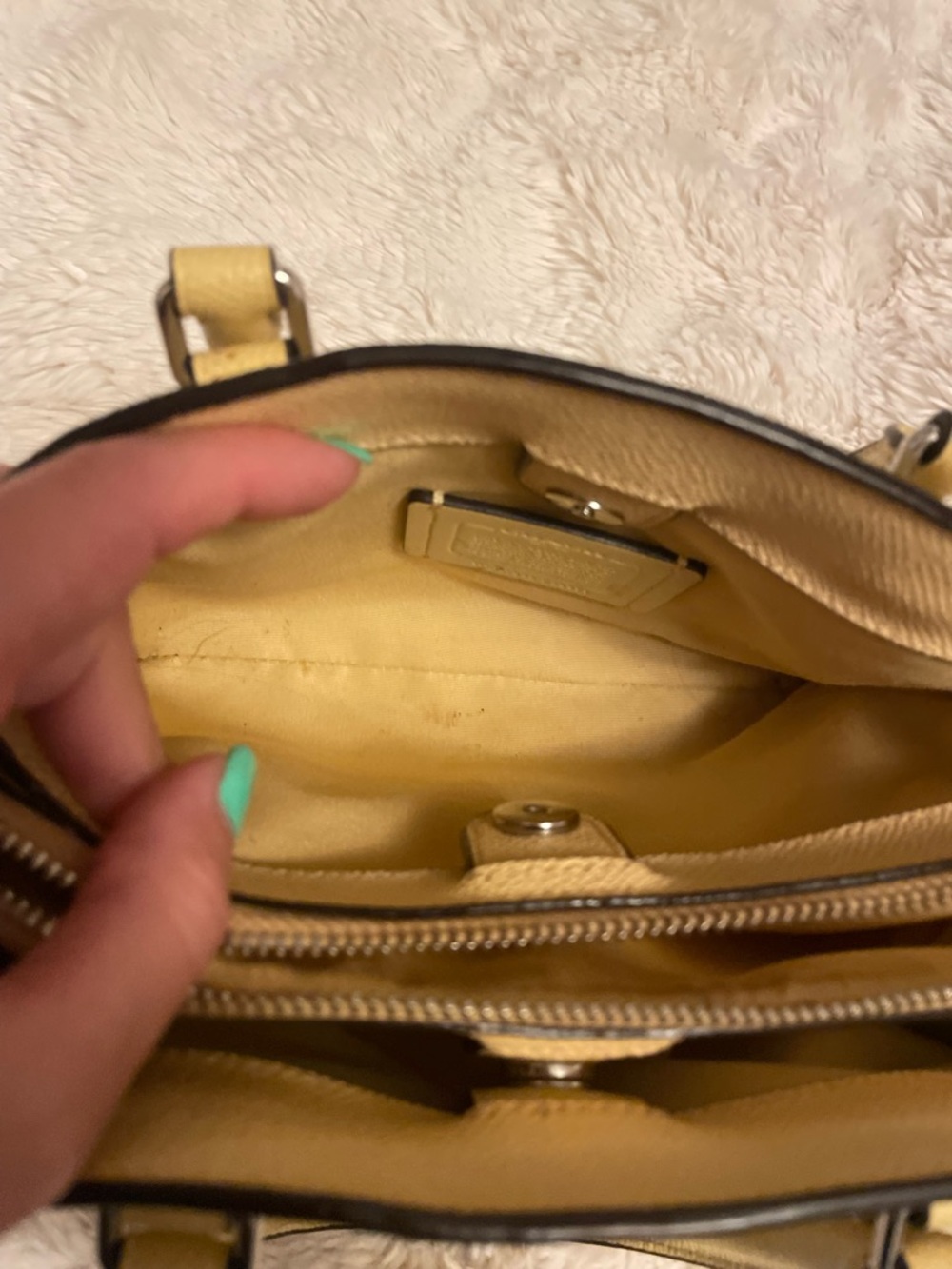 Coach Pebbled Leather Top-Handle Satchel - Light Yellow- canary yellow - Picture 5 of 10